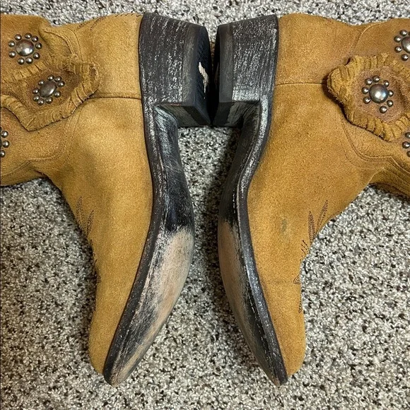 Old Gringo Silver Round Studded Suede Boots Tan size 7.5 - Picture 13 of 16